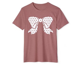 Polka Dot Bow Graphic Tee | Faded Rose Lightweight Shirt