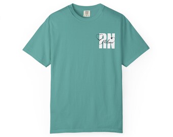 RN Logo Tee | Garment-Dyed T-Shirt, Minimal White Typography
