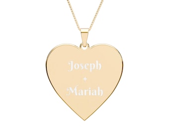 Engraved Heart Photo Pendant | Personalized Name Heart Necklace