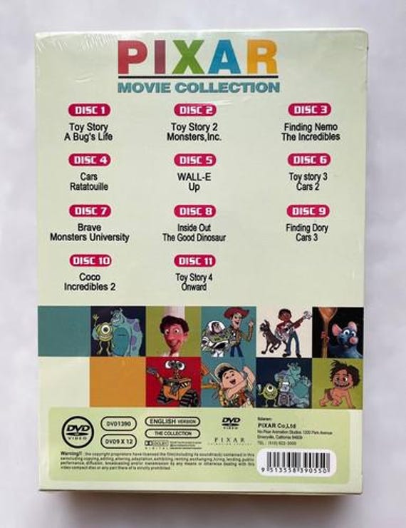 Pixar Movie Collection DVD Set - Etsy