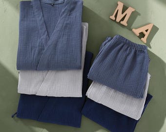 Kimono Pajama Set Designed | Unisex Yukata Sleepwear Comfortable Loungewear