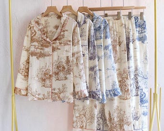 Matching Couples Pajama Set | Printed Two Piece Sleepwear | Unisex Lounge Set Gift