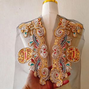 Large Dragon Patches Sequin Power Dragon Applique,embroidery applique ,Bridal Appliques, Wedding Lace Applique one set