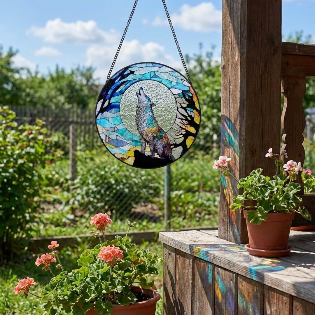Window Howling Howling Wolf Stained Glass Suncatcher – Nature Wildlife Window Decor - Etsy