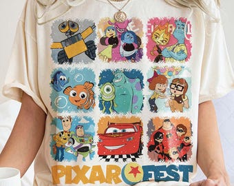 Vintage Pixar Pier Disneyland Comfort Shirt, Disneyland Pixar Shirt, Meet me at Pixar Pier Disney Pixar Characters, Disneyland Trip Shirt