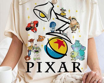 Magical Pixar Characters Shirt, Colorful Pixar Pier Trip Tee, Disneyland Family Vacation Shirt,Pixar Squad Doodle Top,Toy Movie Friends Gift