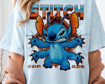 Stitch Lightning Graphic Tee, Comfort Colors Disney Shirt, Retro 90s Disney T-shirt, Lilo and Stitch Movie Shirt, Stitch Fan Gift