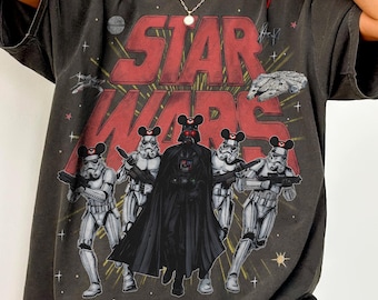 Retro Disney Star Wars Mashup Shirt, Darth Vader And Stormtrooper Mickey Ears Tee Vintage Sci Fi Fan Tee, Disney Trip Star Wars Day Outfits