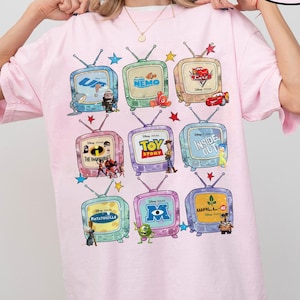 Camiseta retro de películas y series de televisión de Disney Pixar, viaje a Disneyland Pixar Pier, camiseta de Toy Story Buscando a Nemo, conjunto familiar a juego para el viaje a Disneyland.