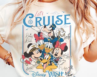 Customize Disney Mickey and Friends Let's Cruise Line Shirt, Family Cruise Vacation 2026 Matching Tees, Disney Magic Wonder Fantasy Wish Tee