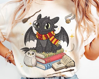 Toothless Vintage Shirt, Night Fury Wizard Gryff Costume, Halloween Witch Tee