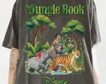 Maglietta retrò Disney Il Libro della Giungla Comfort Colors, Maglietta Mowgli Baloo Shere Khan e amici, Maglietta Vacanza Avventura nella Giungla, Maglietta Parco Disney