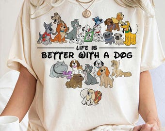 Comfort Color Disney Dogs Group Shirt, Lady and the Tramp Tee, Pluto Puppy Dog Tee, Disney Pet Love Shirt, Gift for Dogs Lover, Family Trip
