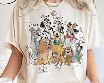 Comfort Color Disney Dogs Group Shirt, Lady and the Tramp Tee, Pluto Puppy Dog Tee, Disney Pet Love Shirt, Gift for Dogs Lover, Family Trip