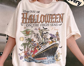 Personalized Mickey and Friends Halloween on the High Seas Disney Cruise Shirt, Halloween Family Cruise Vacation, Halloween Cruise Trip Tee
