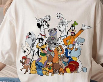 Comfort Color Disney Dogs Group Shirt, Lady and the Tramp Tee, Pluto Puppy Dog Tee, Disney Pet Love Shirt, Gift for Dogs Lover, Family Trip