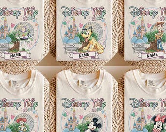 Customize All characters Disney trip 2026 Family matching shirt, WDW Disneyworld magic Kingdom Family vacation group Tee, Mickey and friends