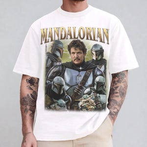 Vintage Mandalorian Shir,t Din Djarin Grogu Star Wars-skjorta, This Is The Way-skjorta, Pedro Pascal Star Wars-tröja, Disneyland Mandalorian-skjorta bild 4