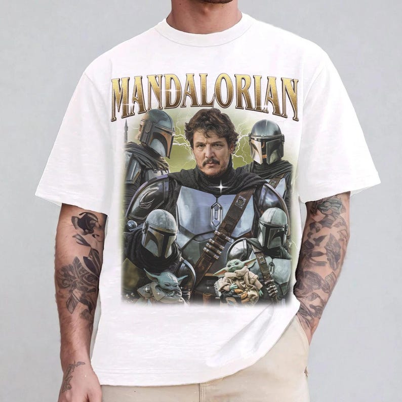 Vintage Mandalorian Shir,t Din Djarin Grogu Star Wars-skjorta, This Is The Way-skjorta, Pedro Pascal Star Wars-tröja, Disneyland Mandalorian-skjorta bild 4