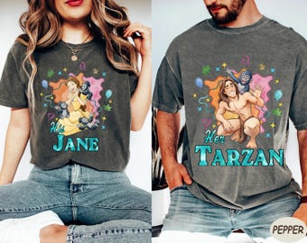 Retro Tarzan Jane-T-shirt uit de jaren 90 voor stellen, Disneyland T-shirt voor familie-uitje