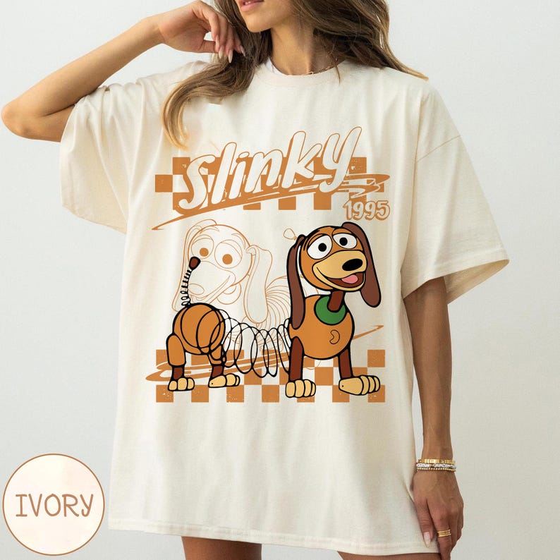 Retro Toy Story Characters Checkered Shirt, Woody, Buzz, Jessie, Bo Peep Tee image 4