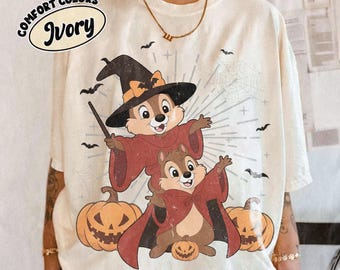 Vintage Chip N Dale Halloween Comfort Colors Shirt, Disney Spooky Season Tee, Mickey Sorcerer Shirt, Fall Trip Shirt, Magic Kingdom Tee