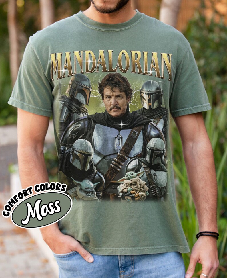 Vintage Mandalorian Shir,t Din Djarin Grogu Star Wars-skjorta, This Is The Way-skjorta, Pedro Pascal Star Wars-tröja, Disneyland Mandalorian-skjorta bild 5