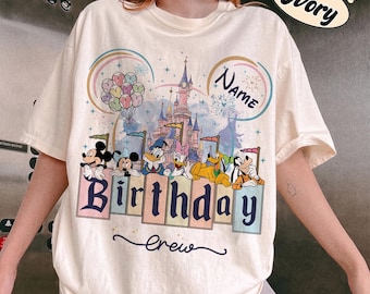 Camiseta personalizada de cumpleaños de Mickey y sus amigos, camiseta familiar a juego, camiseta de personajes de Disney, camiseta de cumpleaños para niño y niña.