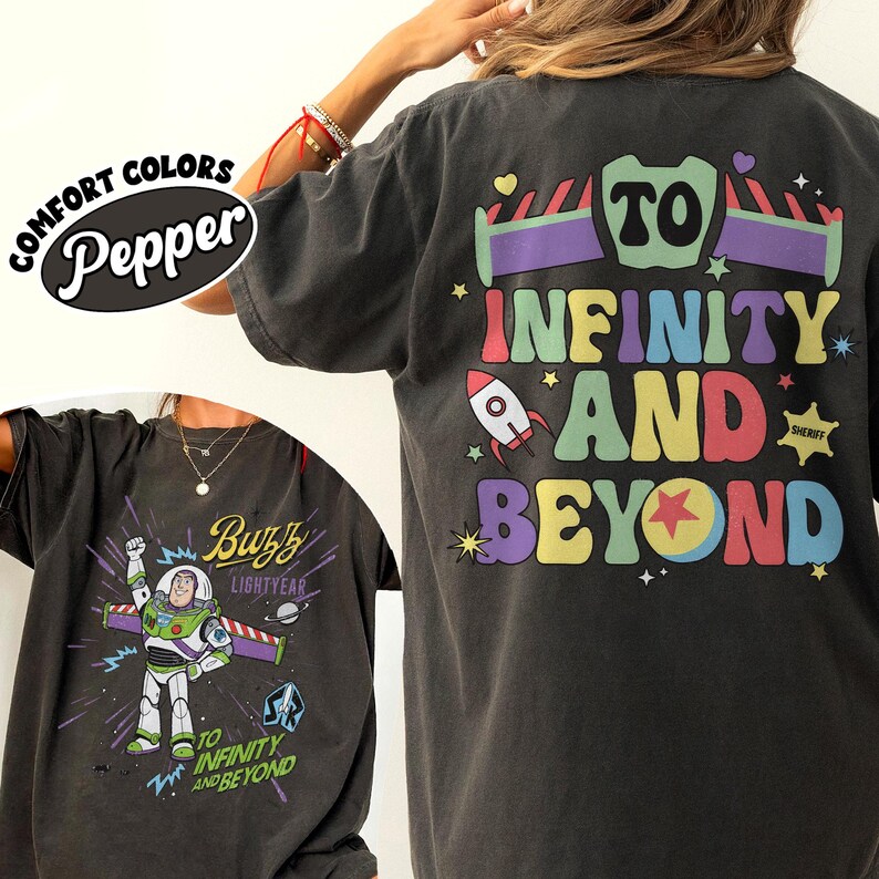 Retro Buzz Lightyear To Infinity And Beyond-shirt, Toy Story Space Ranger-T-shirt afbeelding 2