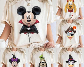 Vintage Disney Balloon Shirt, Mickey Minnie Donald Daisy Pluto Goofy Character Balloons Tee, Disneyland Family Trip Shirt, Disney world Tee
