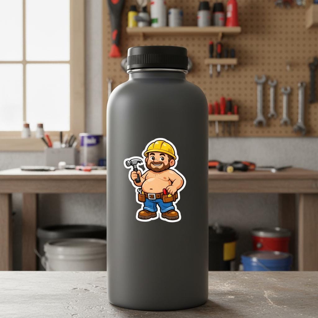 Contractor Stickers Construction Worker Sticker | Funny Builder Cartoon Sticker | Cute ...