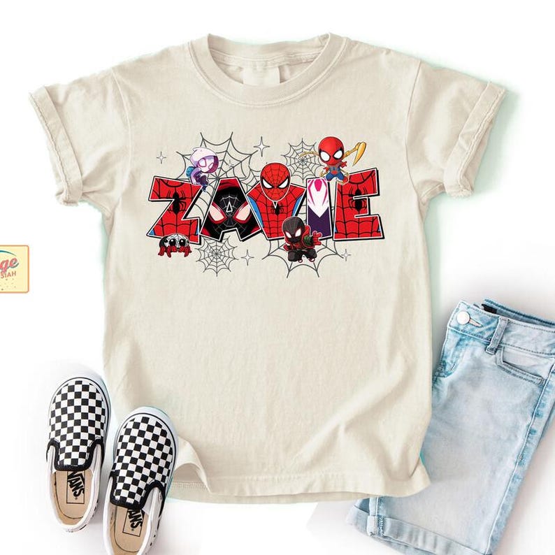 Custom Name Spidey & His Amazing Friends Birthday Shirt, Birthday Family Matching Tee, Ghost Spidey Birthday, Superhero Birthday Shirt immagine 1