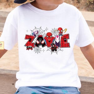 Custom Name Spidey & His Amazing Friends Birthday Shirt, Birthday Family Matching Tee, Ghost Spidey Birthday, Superhero Birthday Shirt immagine 4