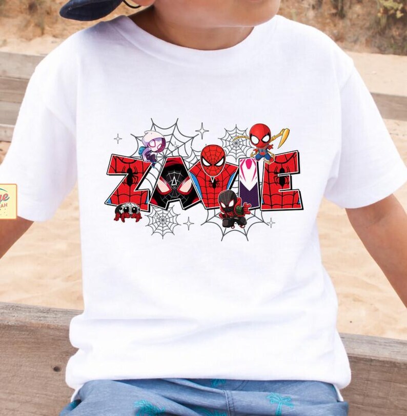 Custom Name Spidey & His Amazing Friends Birthday Shirt, Birthday Family Matching Tee, Ghost Spidey Birthday, Superhero Birthday Shirt immagine 4