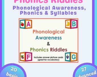 Phonics Riddles (Phonological Awareness, Phonics & Syllables)