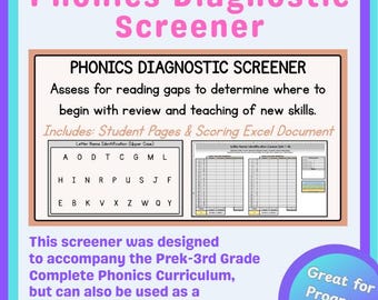Phonics Diagnostic Screener (Student Pages & Excel Data Doc)