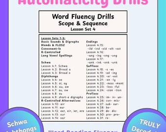 Set 4 Automaticity Drills for Schwa, Diphthongs, Affixes & Alt. R-Controlled