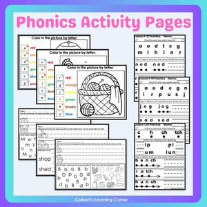 Pagine di attività di identificazione e fusione di lettere/suoni e digrammi di base