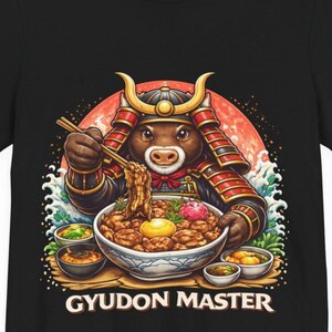 Gyudon Master Samurai Bull T-Shirt, Funny Japanese Beef Bowl Shirt, Kawaii Japan Food Graphic Tee, Asian Street Food Lover Gift