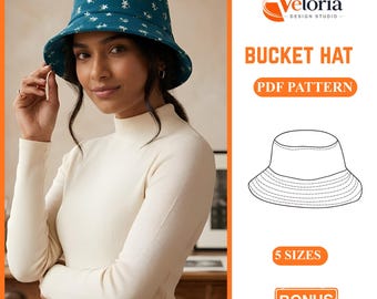Bucket Hat PDF Sewing Pattern | 5 Sizes Digital Download : Reversible Sun Hat