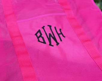 Bolso de playa rosa fucsia personalizado / Bordado