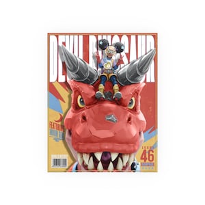 Könnte beinhalten: Ein Comic-Cover mit dem Titel DEVIL DINOSAUR, das einen roten Dinosaurier mit großen Hörnern und eine Figur mit dunklen Haarknoten auf dem Kopf zeigt. Der Text umfasst FEATURING MOON GIRL, ISSUE 46, RAMPAGE und RIVALS WEEKLY mit einem Strichcode.