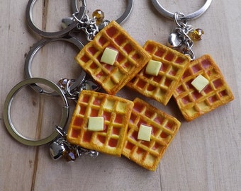 Waffle keychain polymer clay handmade