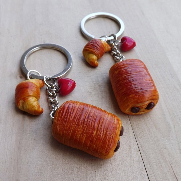 Keychain douleur au chocolat et figuesant dans le fimo