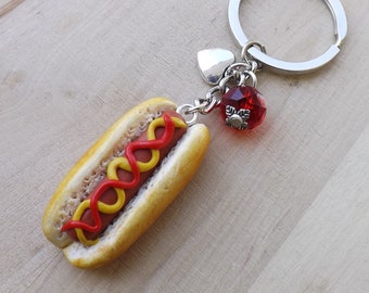 Hot dog keychain  polymer clay handmade