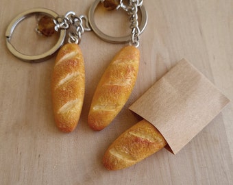 French Baguette bread keychain polymer clay