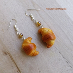 Croissant earrings polymer clay handmade
