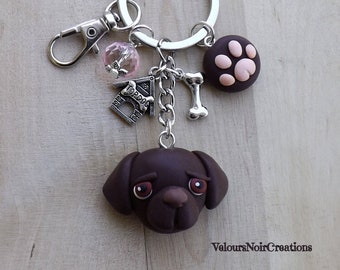 Chocolate Labrador retriever keychain polymer clay handmade