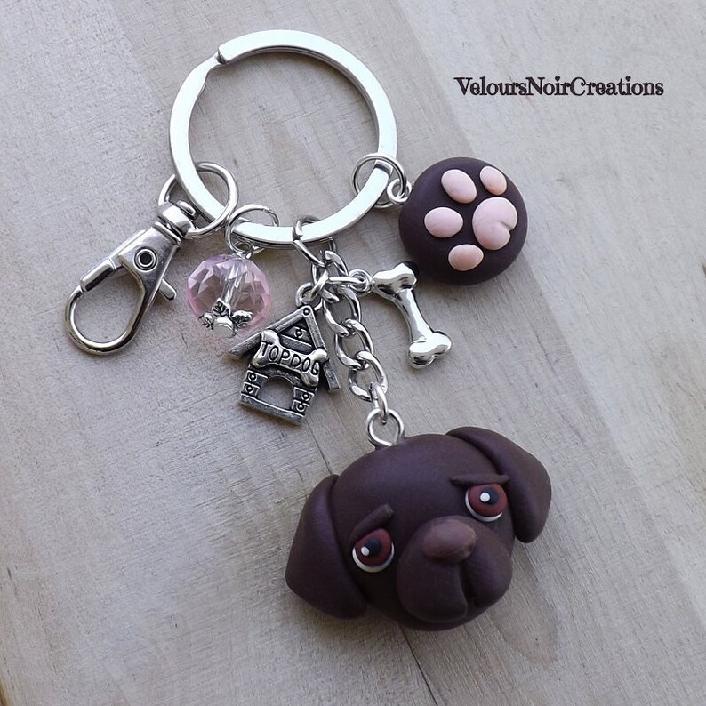 Chocolate Labrador Retriever Keychain Polymer Clay Handmade Etsy UK