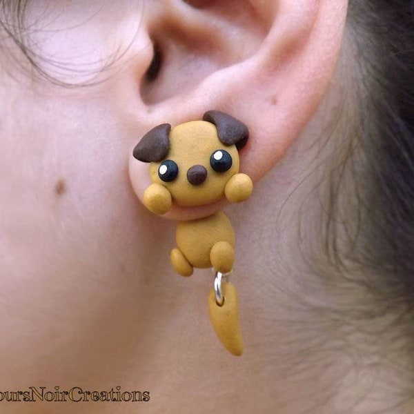 Dog lying earrings